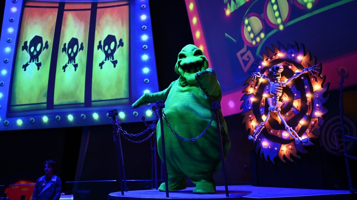 Oogie Boogie on stage at Oogie Boogie Bash at Disney California Adventure Park