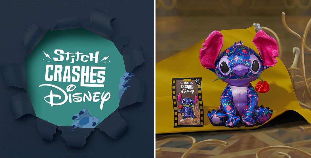 Stitch Crashes Disney series artwork showing Stitch photobombing a classic Disney film scene