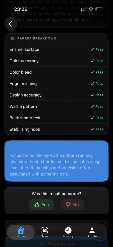 Detailed AI marker breakdown
