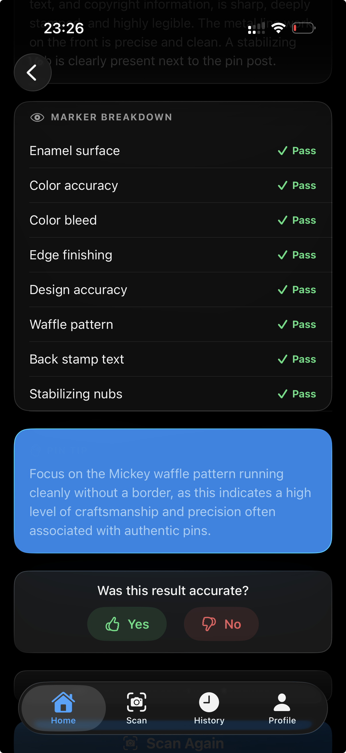 Detailed AI marker breakdown